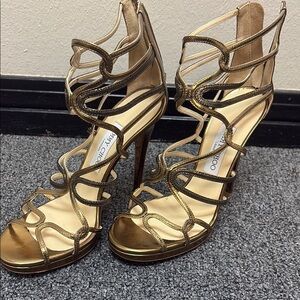 Jimmy Choo Gold Strappy Heels